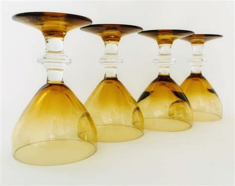 Vintage Amber Cordial Glass Set Etsy