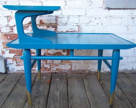 Peacock Blue Mid Century End Table By Lane Etsy