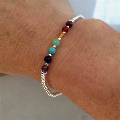 Chakra Bracelet Sterling Silver Tiny Gemstone Bead Bracelet Mm Small