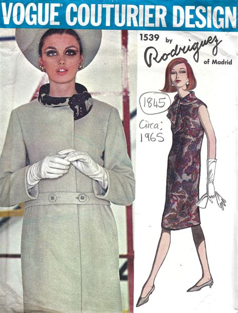 1965 Vintage VOGUE Sewing Pattern B38 Dress Coat 1845 By Pedro