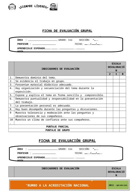 Doc Ficha De Evaluaci N Grupal Dokumen Tips