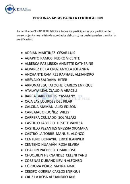 Lista De Aprobados Fabiola Udocz