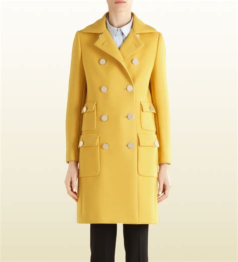 Gucci Yellow Wool Coat Lyst