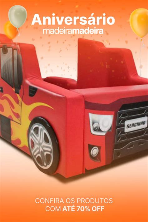 Cama Infantil Hot Truck Rodas Sobrepostas Cor Vermelha