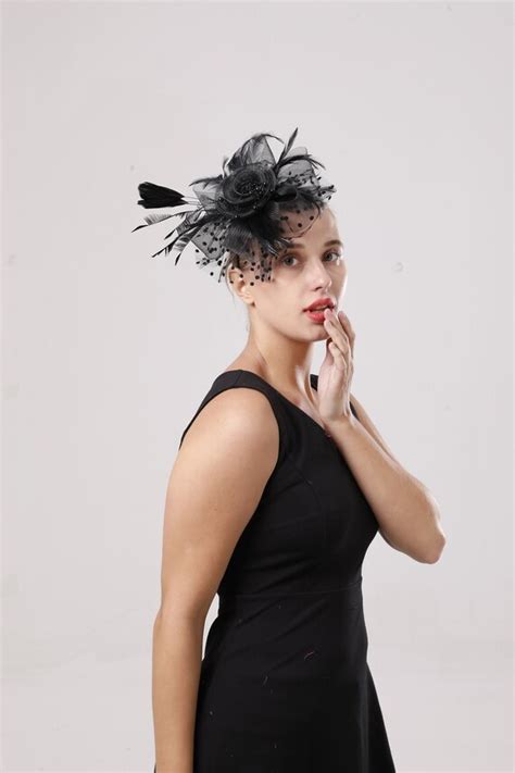 Black Color Fascinator Hat For Women Tea Party Wedding Etsy