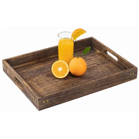 Wooden Serving Tray with Handles Paulownia Rustic Wood – Distrito Design