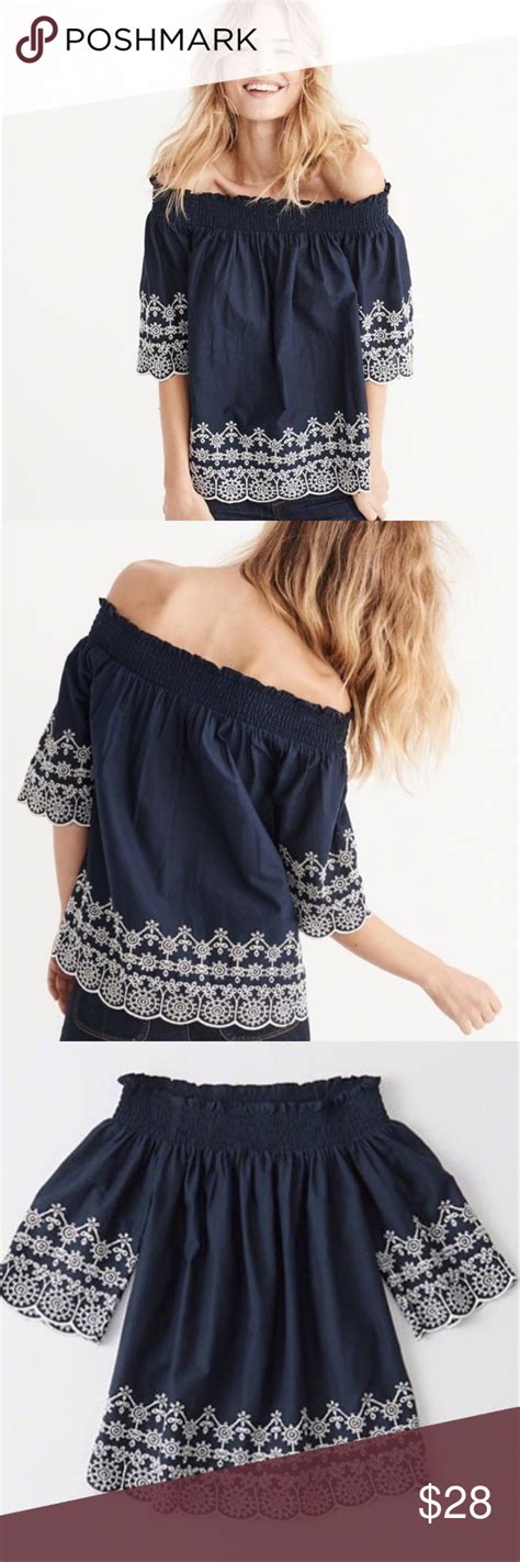 Abercrombie Fitch Embroidered Off Shoulder Top Size Small Condition