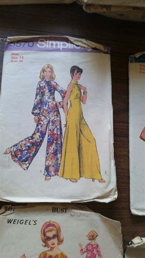 1973 Simplicity 5570 Misses Jumpsuit Wow Flares Size 14 Bust 36 Vintage Sewing