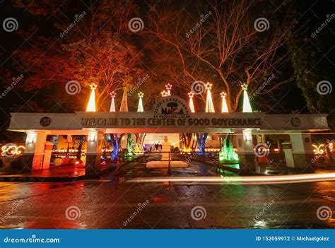 Colorful Lights At City Hall Of Naga In The Philippines Editorial