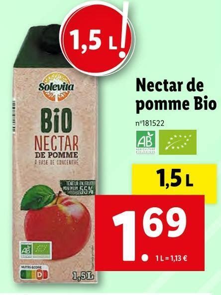 Promo Solevita Nectar De Pomme Bio Chez Lidl