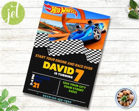 Hot Wheels Birthday Invitation Digital Invitation Party Etsy