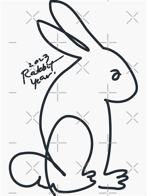 Abstract One Line Drawing Rabbit 2023 Year Of The Rabbit Sticker For Sale By Kennstyl Redbubble