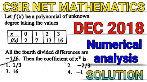 Csir Net Mathematics Dec 2018 Numerical Analysis Solution