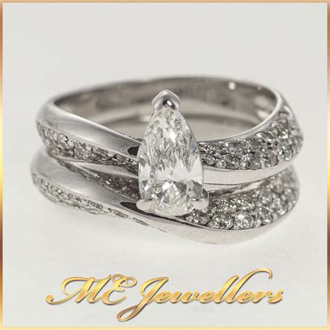 Pear Shaped Diamond Bridal Ring Set - ME Jewellers