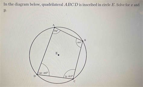 Solved In The Diagram Below Quadrilateral Abcd Is Inscribed In Circle