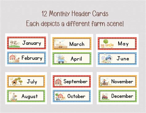 FARM THEME CLASSROOM Calendar, Printable Farm Calendar Bulletin Board ...