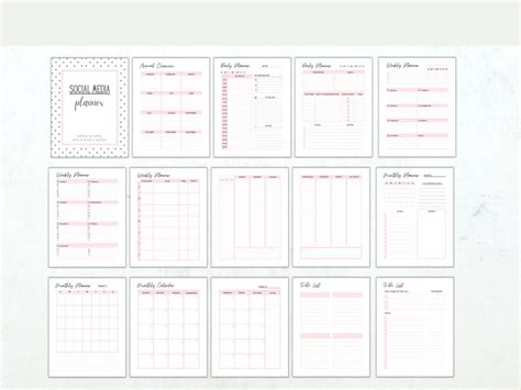 Social Media Planner Printable Facebook Tracker Instagram Etsy