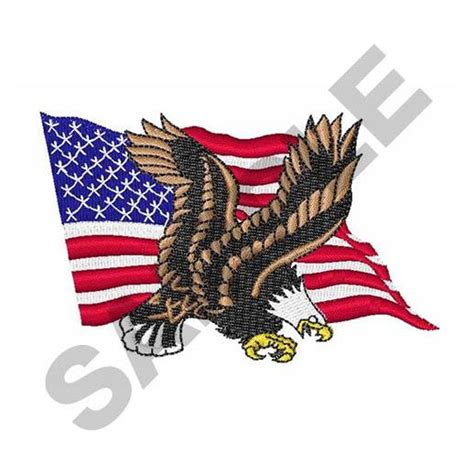 American Flag And Eagle Embroidery Design Machine Embroidery Etsy