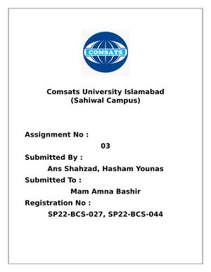 HUM110 Isl Ass 4 Project Assignment 4 Submitted By Registration No Submitted To