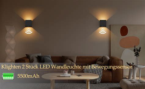 Klighten St Ck Led Wandleuchte Mit Bewegungssensor Mah Wandlampe