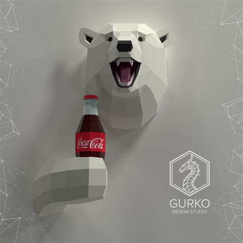 Smiling Polar Bear Papercraft Gurko Pepakura Lowpoly Low Polygon