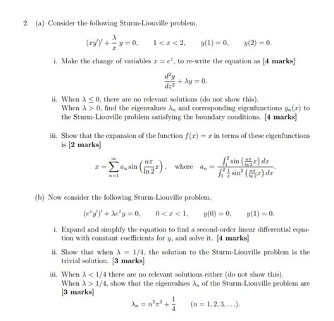 Solved A Consider The Following Sturm Liouville Chegg