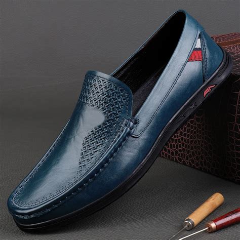 Sapatos De Couro Genu No Masculino Mocassins Casuais Deslizamento Em