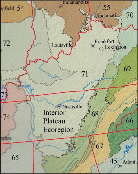 The location of the Interior Plateau Ecoregion (71), USA (modified from... | Download Scientific ...