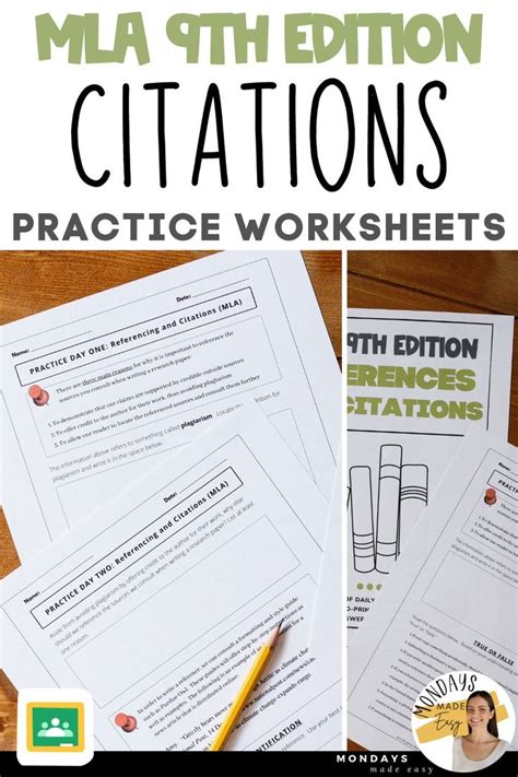 Mla Format Mla Citations Worksheets Examples Cheat Sheet Citing