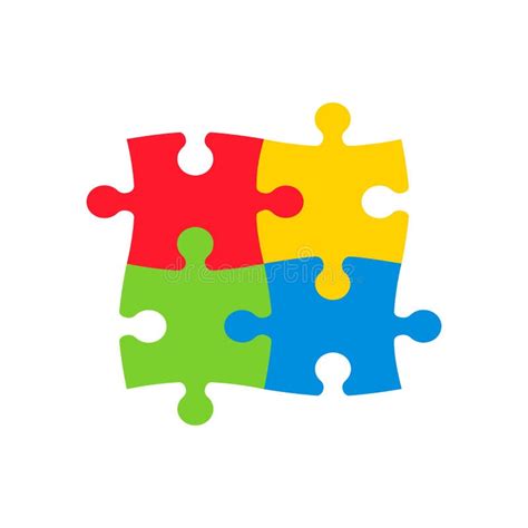 Jigsaw Puzzle Colored Vector 2x2 Four Pieces Stock Illustration