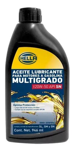 Aceite 20w50 Mineral Multigrado Api Sl 1 Litro Hella MercadoLibre