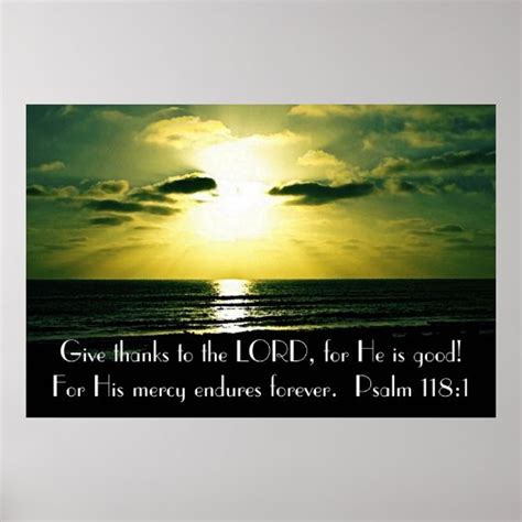 Give Thanks To The Lord Bible Verse Psalm 1181 Poster