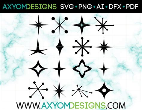 Mid Century Modern Atomic Starburst Svg Cricut Cut Files Etsy