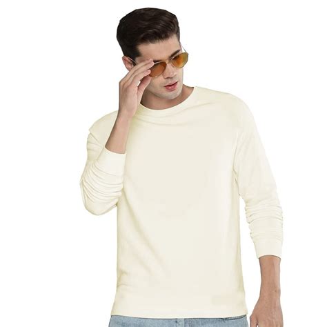 Plain Men Full Sleeve Pure Cotton T Shirt Round Neck Casual Wear At