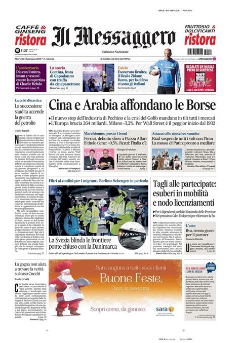 Le Prime Pagine Dei Quotidiani Che Sono In Edicola Oggi 5 Gennaio 2016 Secolo Ditalia