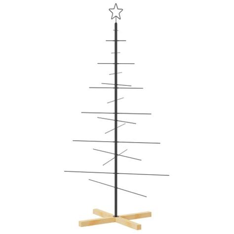 Rbol De Navidad Metal Negro Con Base De Madera Cm Vidaxl Con