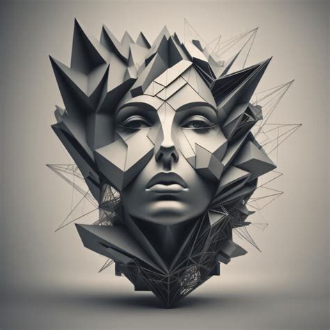 Premium Photo A Woman S Face Made Of Geometric Shapes And Lines