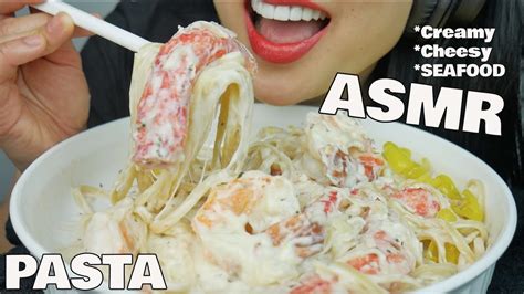 Asmr Creamy Cheesy Seafood Pasta King Crab Prawns Eating Sounds