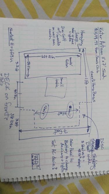 Draft Of Disc Shed Layout 5 17 23 Hanging Lamp Tent Ac T Lights