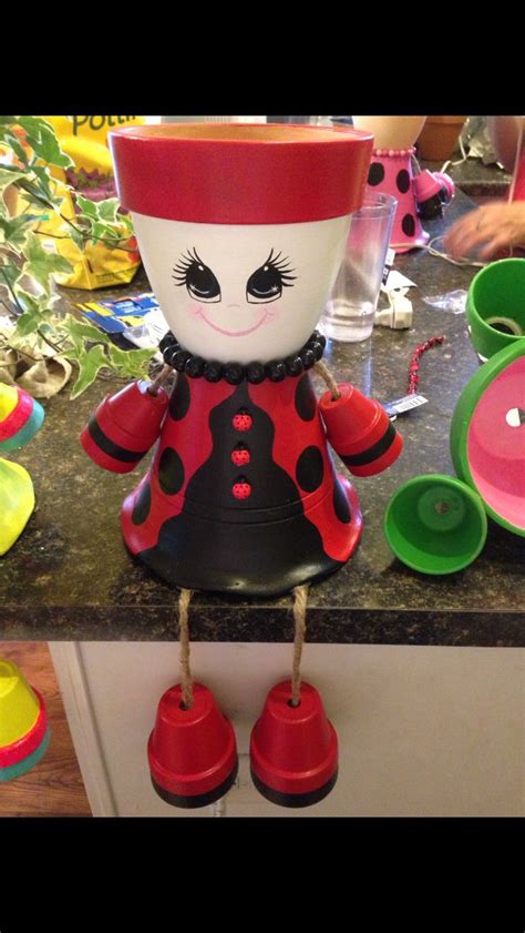 Lady Bug Flower Pot Clay Pot Crafts Clay Pot Projects Clay Flower Pots