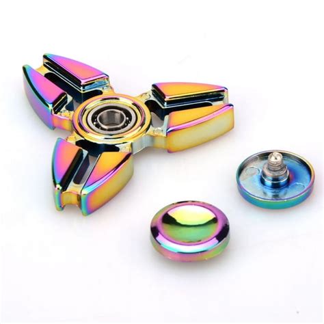 Rainbow Alloy Metal Tri Spinner Edc Fidget Spinner Hand Toy Fingertip