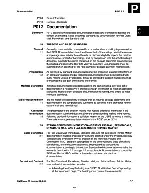 Fillable Online DMM P012 Documentation USPS Fax Email Print PdfFiller