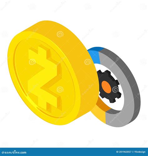 Zcash ZEC Isometric Token Symbol In Digital Circle On Blue Background