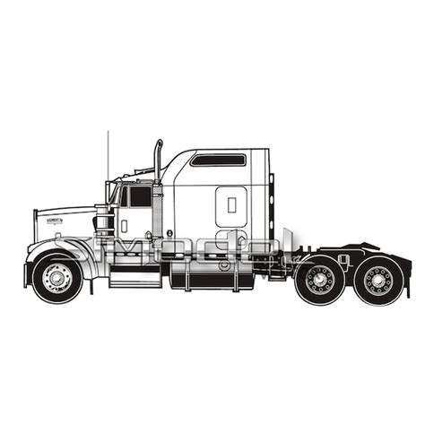 Semi Truck Side View Outline