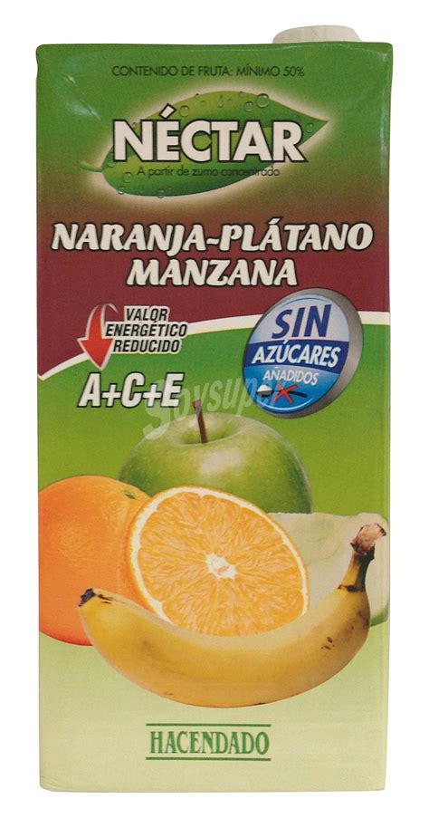 Hacendado Nectar Naranja Platano Manzana Sin Azucar Brick 1 L