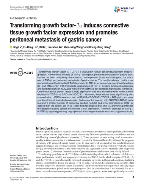 Pdf Transforming Growth Factor Induces Connective Tissue Growth