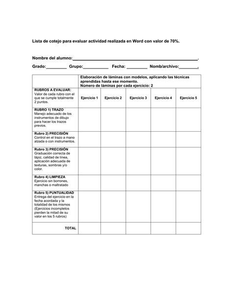 Lista De Cotejo 1 Actividades 1E0