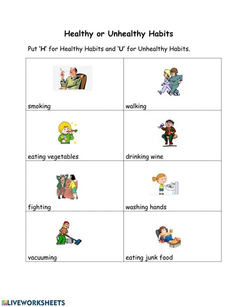 Good Habits And Bad Habits Worksheet