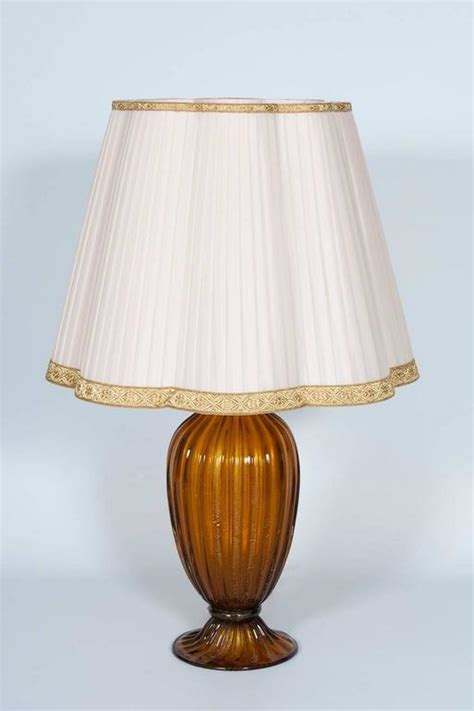 Italian Venetian Table Lamp Blown Murano Glass Gabbiani Amber And Gold 1970s For Sale At