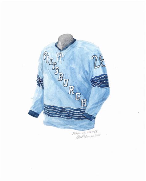 NHL Pittsburgh Penguins 1967-68 blue uniform and jersey original art ...